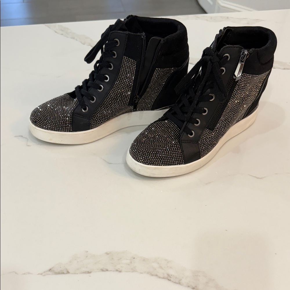 Aldo Sparkly Black Women's High-Top Sneakers